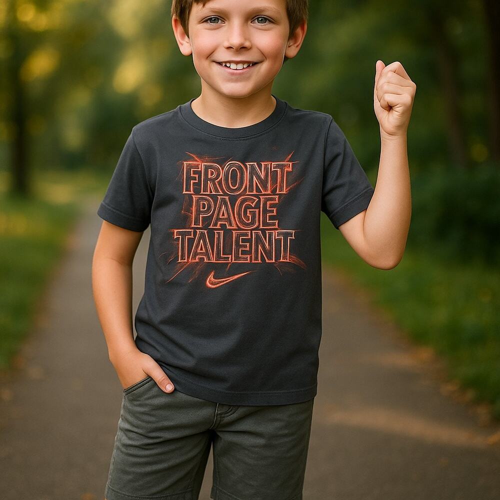 Nike Boys Front Page Talent Dri-Fit Shirt Orange Gray Size 6 Short Sleeves